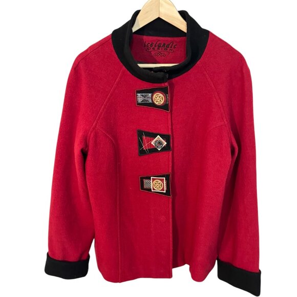 Icelandic Designs Jackets & Blazers - Icelandic Designs | Boiled Wool Red Patchwork Jacket | Size Large